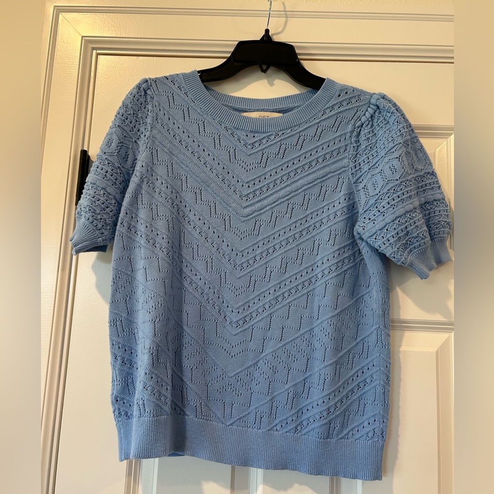 LOFT Sky Blue Textured Knit Top